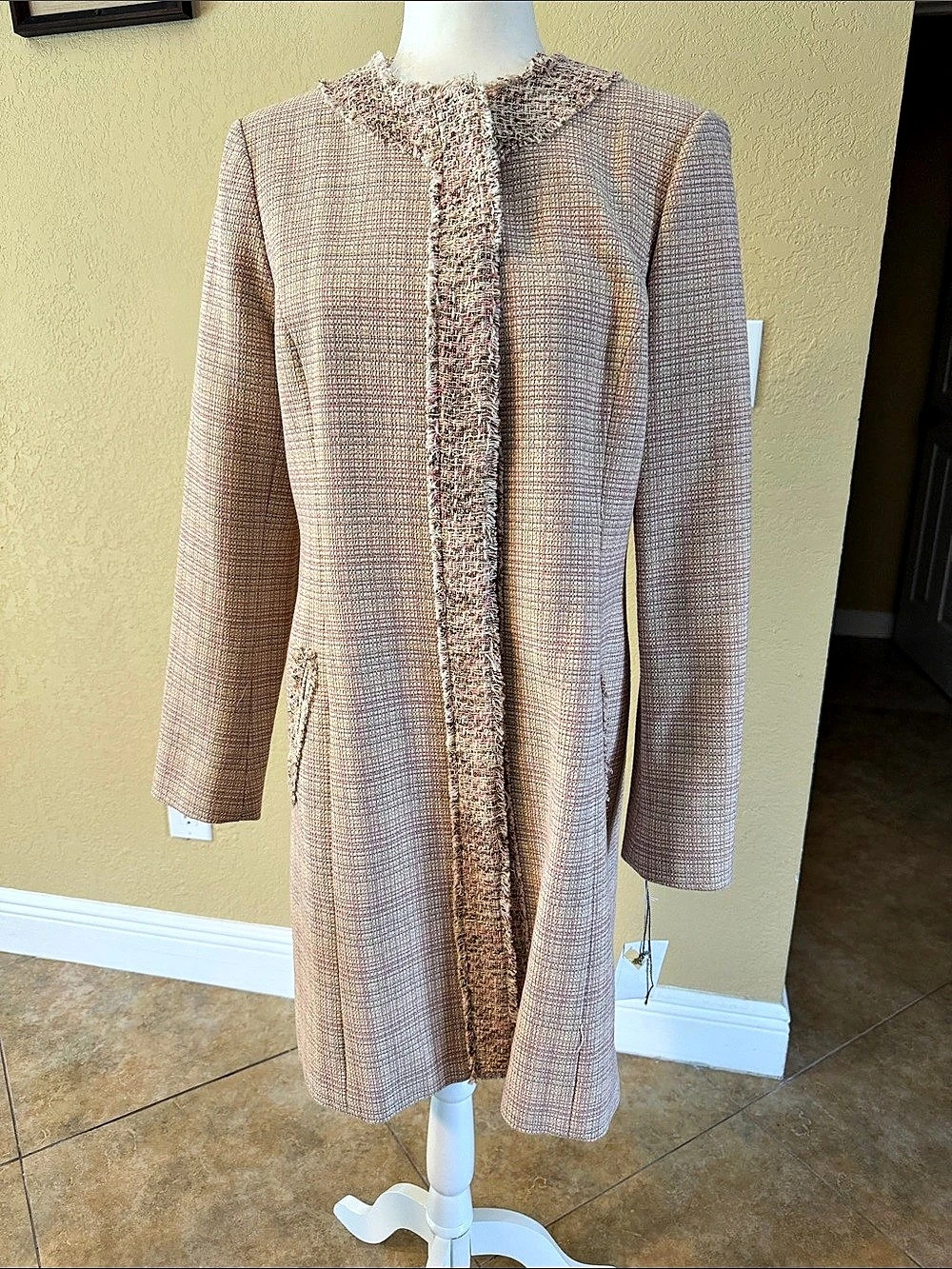 Pink Textured Long Jacket brand new with tags. 100 cotton and lined